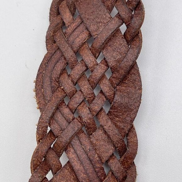 FOSSIL Belt Men’s Large Brown Genuine Leather Braided Waistband Made in China - Picture 11 of 15